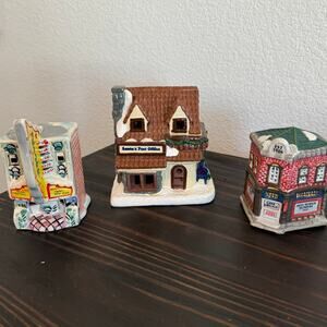 Vintage Set of 3 Holiday Decor Ceramic Town Buildings